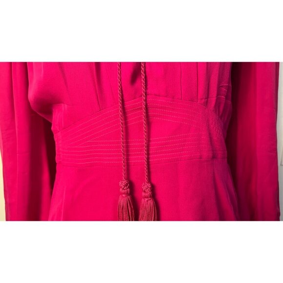 ROBERTO CAVALLI PEASANT BOHO PINK SILK MIDI TIERED DRESS 40 4 - Picture 8 of 15